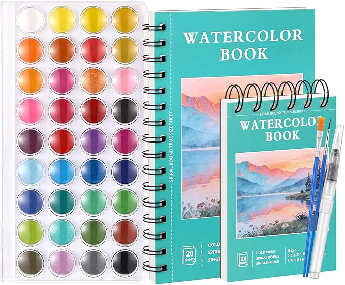 40 Sheets Watercolor Sketchbook with 36 Colors Watercolor Paint Set, 140lb/300g Watercolor Paper ... | Amazon (US)