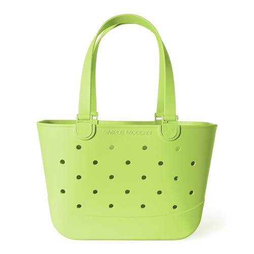 Simple Modern Waterproof Rubber Beach Bag | Large | Green | Getaway Tote Bag with Zipper Pocket, Beach Tote & Pool Bag for Travel, Boat, Groceries | Beach Essentials | Lime Juice | Amazon (US)