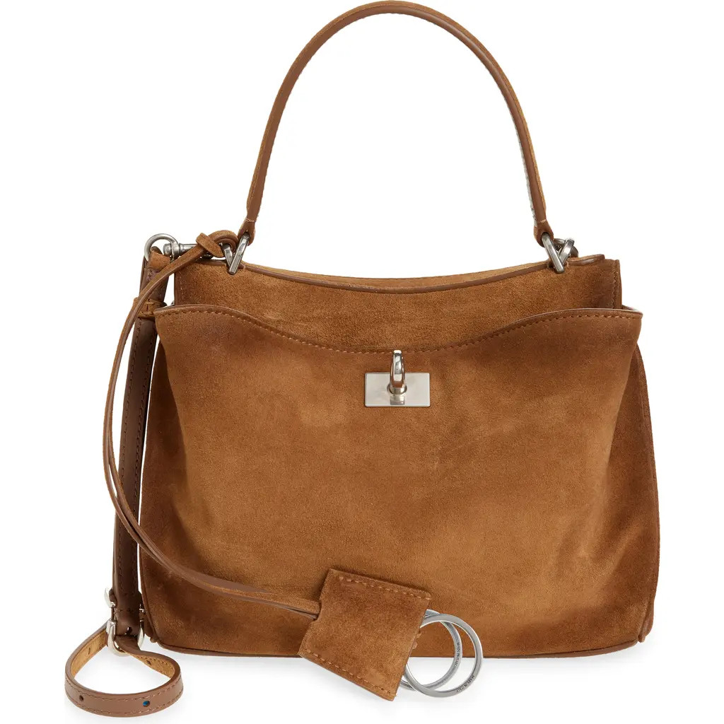 Balenciaga Small Rodeo Suede Top Handle Bag in Camel at Nordstrom | Nordstrom