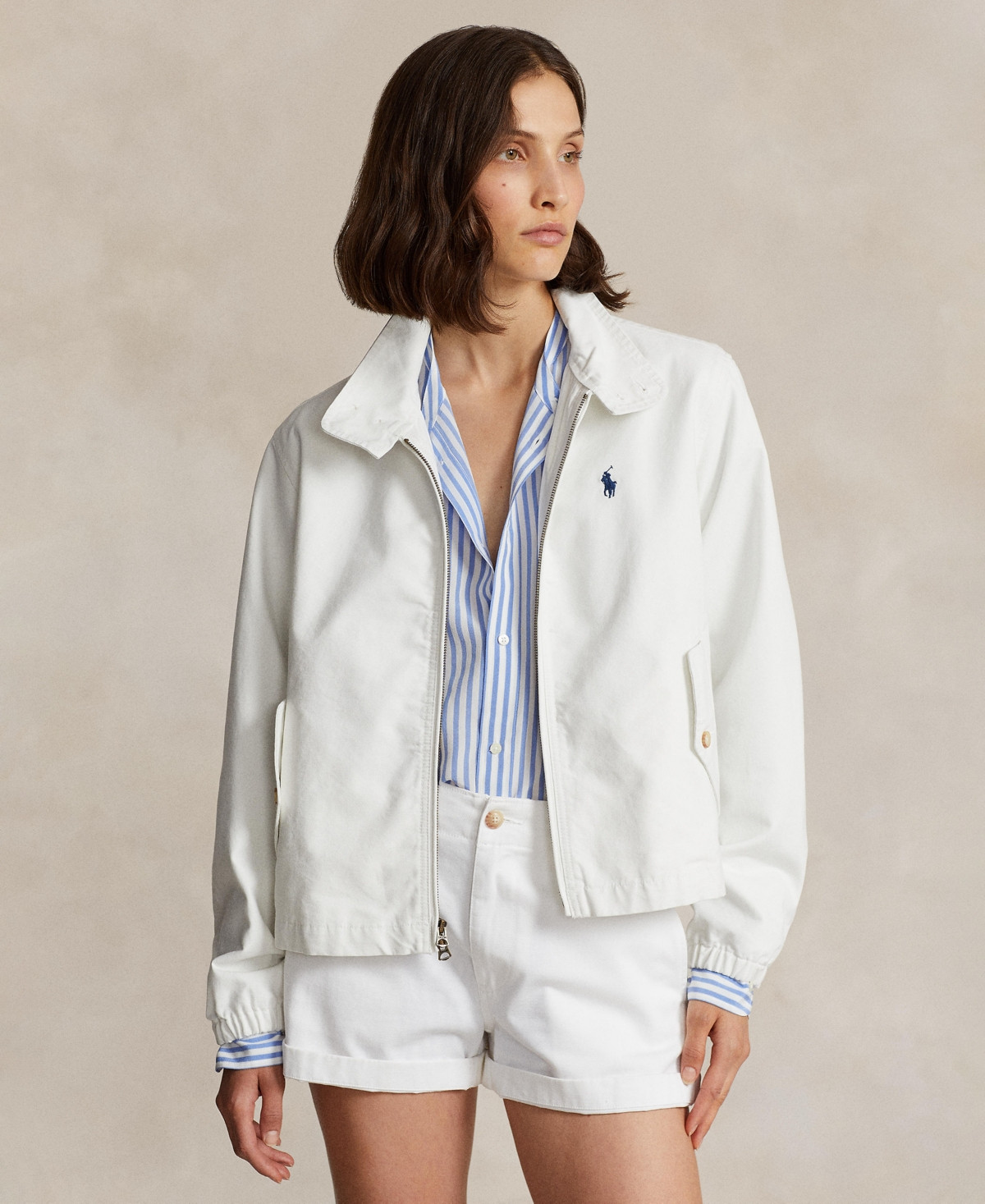 Polo Ralph Lauren Women's Canvas Stand Collar Jacket - White | Macy's