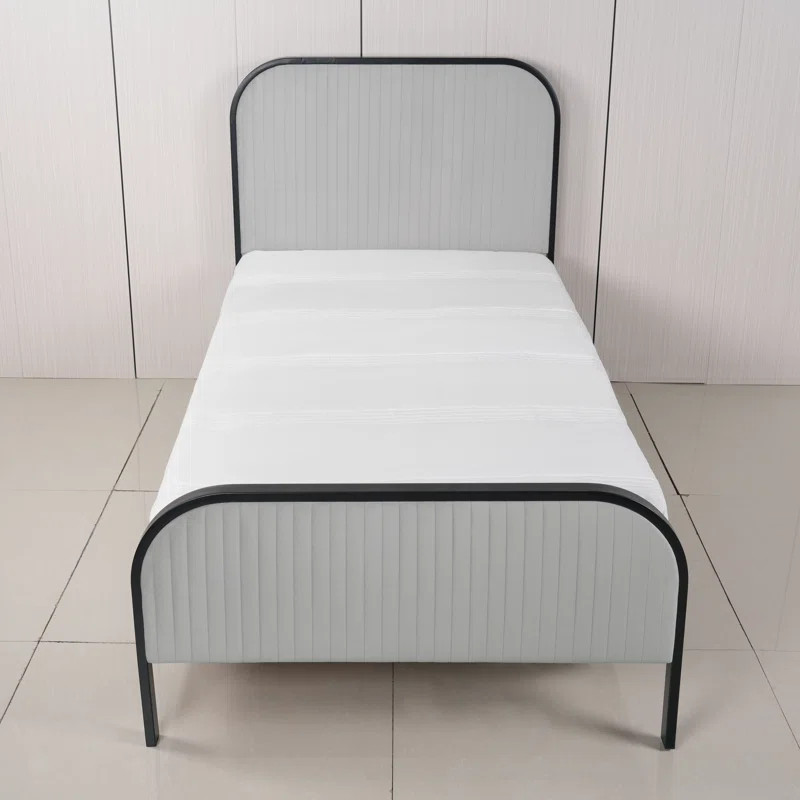 Anraj Metal Bed Frame with Rounded Upholstered Headboard | Wayfair North America