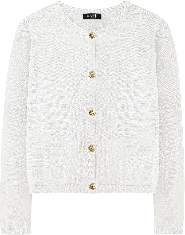 EFAN Womens Cardigan Sweaters 2023 Fall Open Front Long Sleeve Button Down Knit Cropped Sweater J... | Amazon (US)