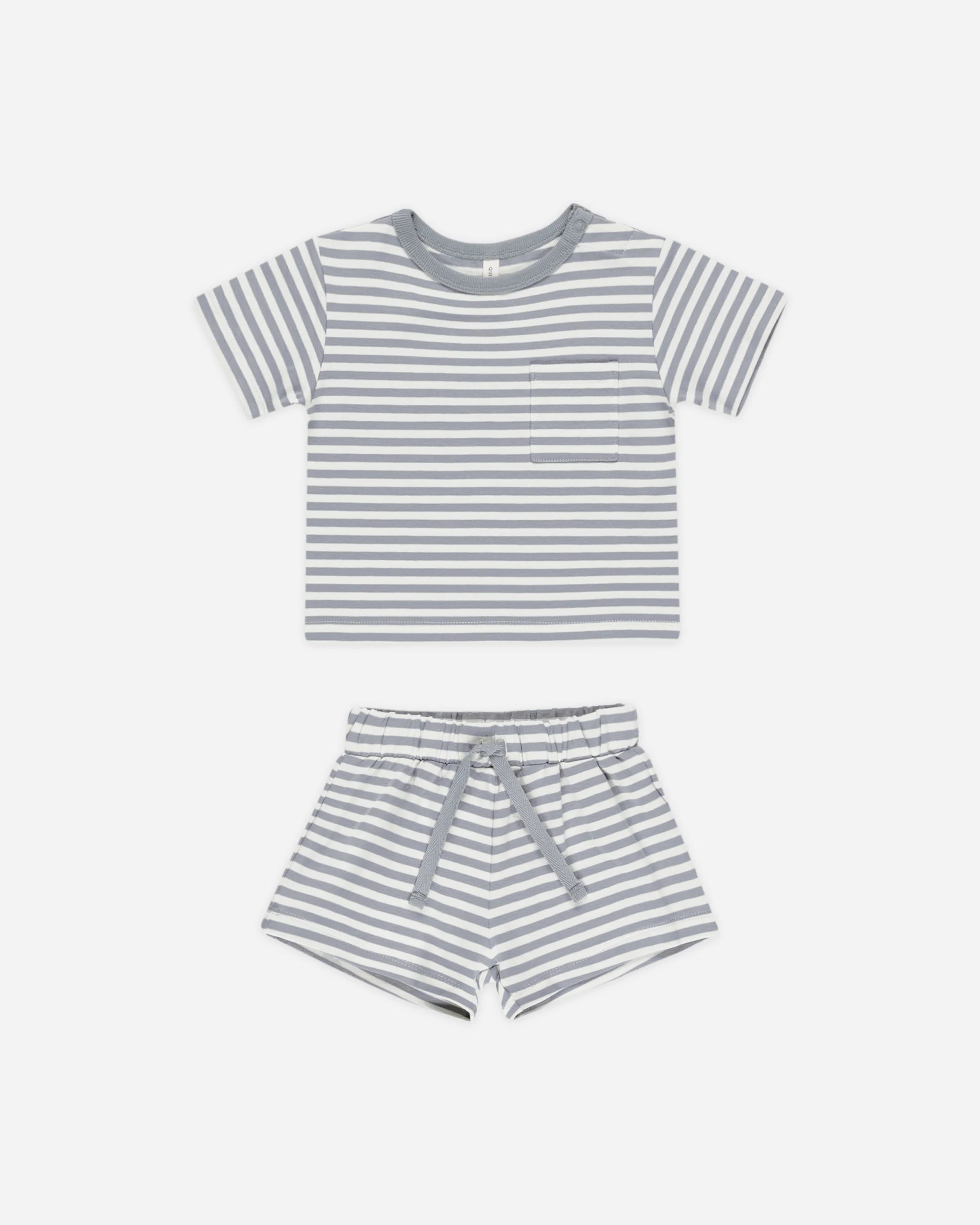 Pocket Tee + Short Set || Blue Stripe | Rylee + Cru
