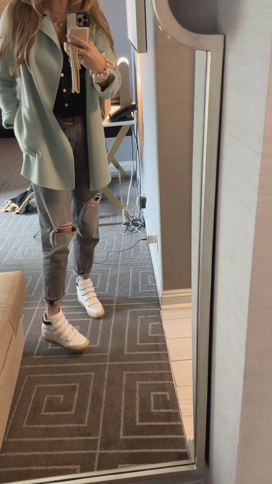 Mint blazer, gray jeans, black top

Wardrobe staples:
Blazer: medium
Pants: 27
Shoes: size up one size
Top: medium 

#LTKshoecrush #LTKFind #LTKunder100