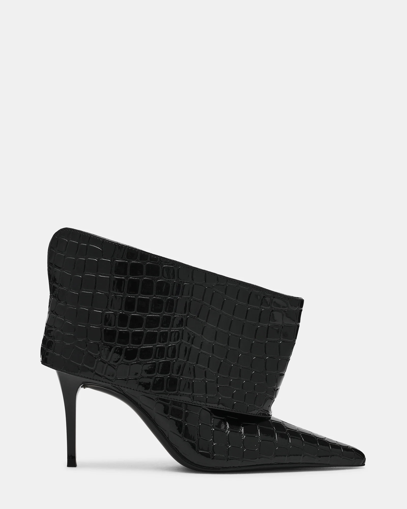 Steve Madden Women's Enella Cuffed Booties - Black Crocodile - Size 9.5 - Leather | Steve Madden (US)