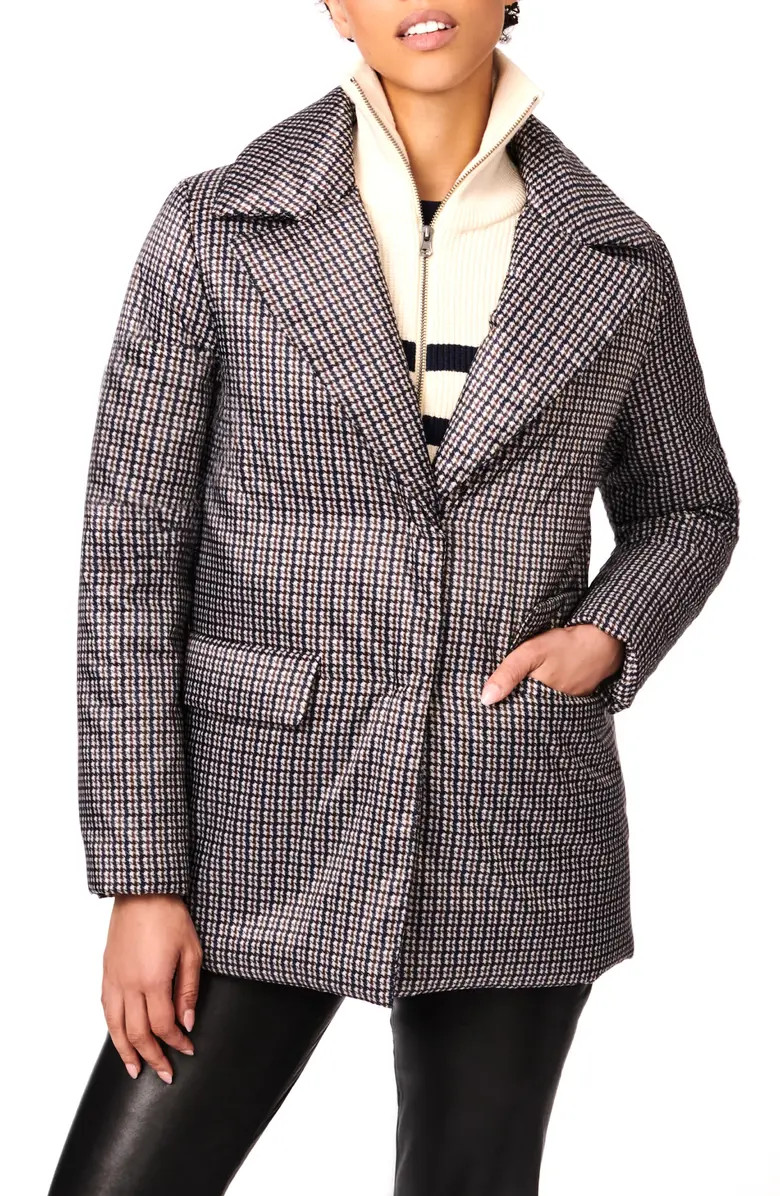 Bernardo Houndstooth Recycled Polyester Puffer Blazer | Nordstromrack | Nordstrom Rack