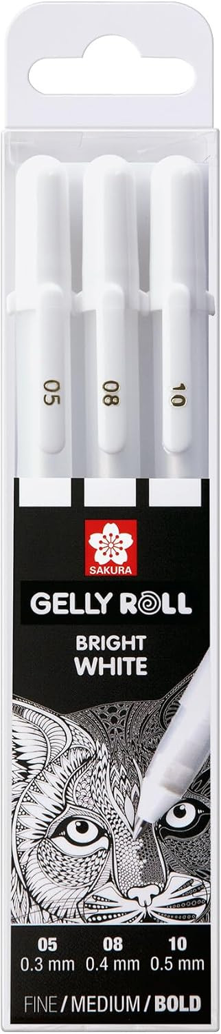 SAKURA Gelly Roll Classic White Gel Pen Set, Assorted Sizes, 3 Pack | Amazon (US)