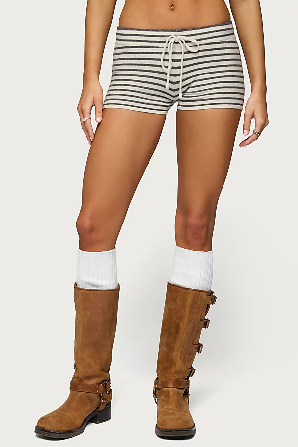 Edikted Lillian Striped Knit Shorts in Cream, Women's at Urban Outfitters | Urban Outfitters (US and RoW)