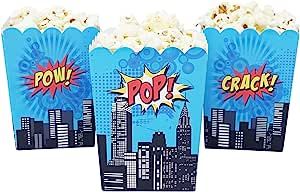 Mini Superhero Theme Birthday Party Popcorn Favor Boxes (10 Count) - Red Yellow & Blue Super Hero... | Amazon (US)