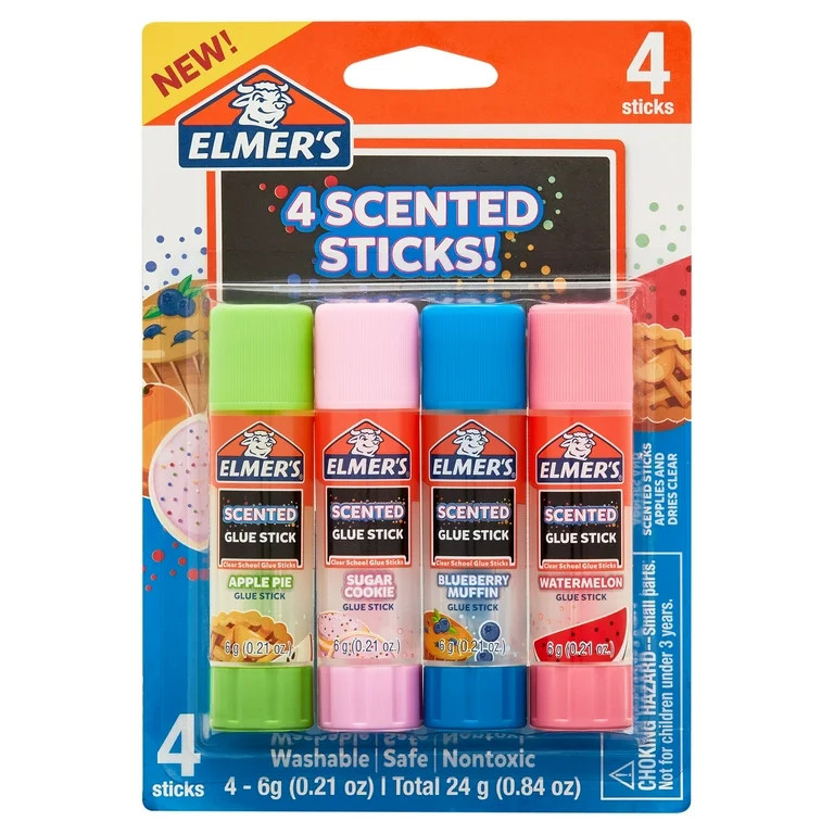 Elmer’s Scented Clear Glue Sticks, Safe and Nontoxic, Assorted Scents, 4 Count | Walmart (US)