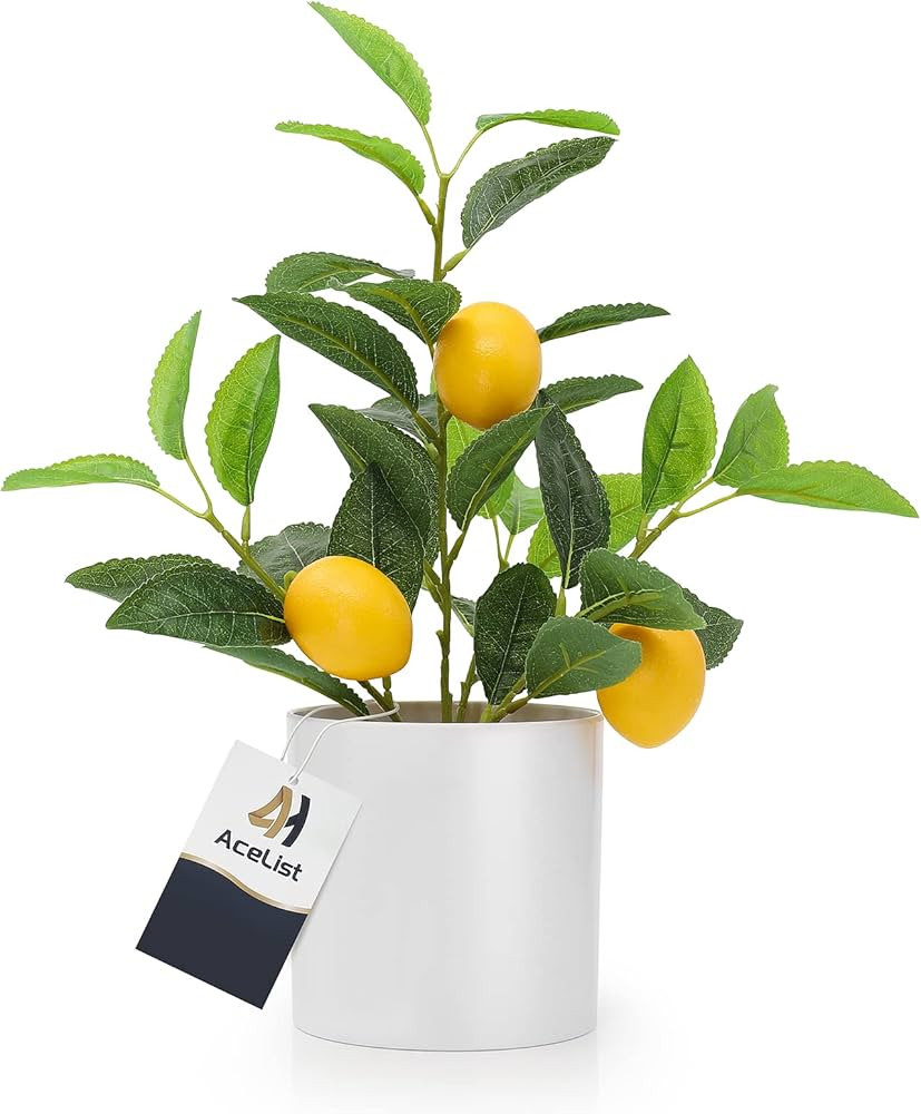 AceList Nearly Natural Small Fake Lemon Tree for Lemon Decor, 14.6 Inches Artificial Lemon Tree w... | Amazon (US)