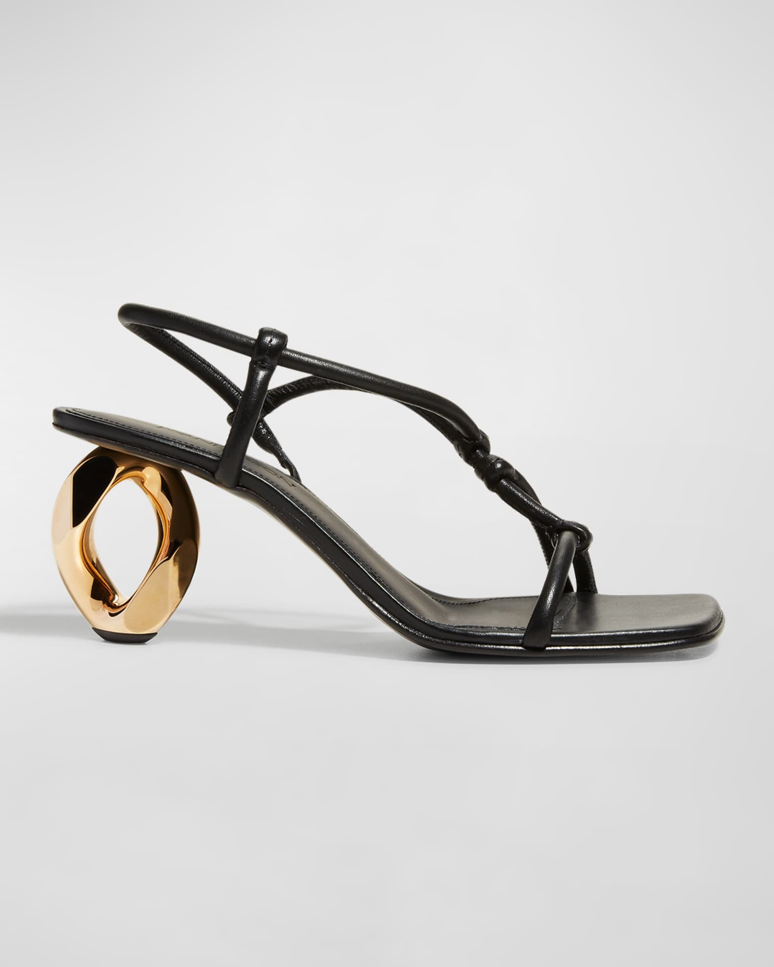 Strappy Leather Chain-Heel Sandals | Neiman Marcus