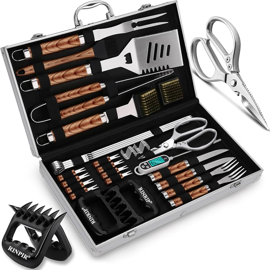 35pcs Deluxe Grilling Gifts Set for Birthday Christmas, Stainless Steel BBQ Accessories Kit for M... | Amazon (US)