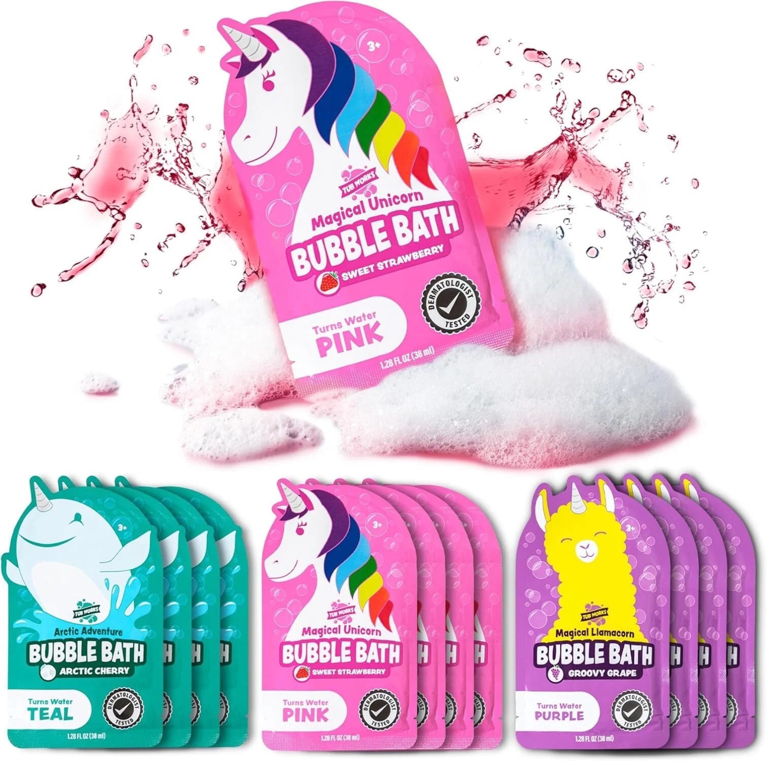 Tub Works Magical Kids Bubble Bath, Variety 12 Pack, Pink, Purple, Teal Bath Colors | Walmart (US)