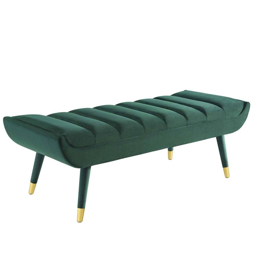 Guess Channel Tufted Performance Velvet Accent Bench Green - Modway | Target