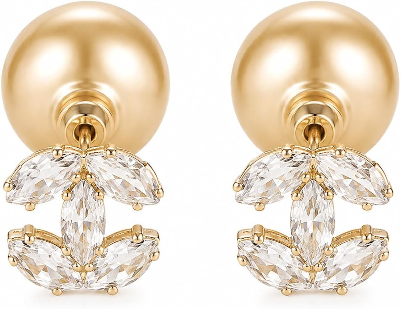 Luxury Women's Pearl & Crystal Earrings \u2013 Elegant Double-Sided Studs for Everyday & Special ... | Amazon (US)