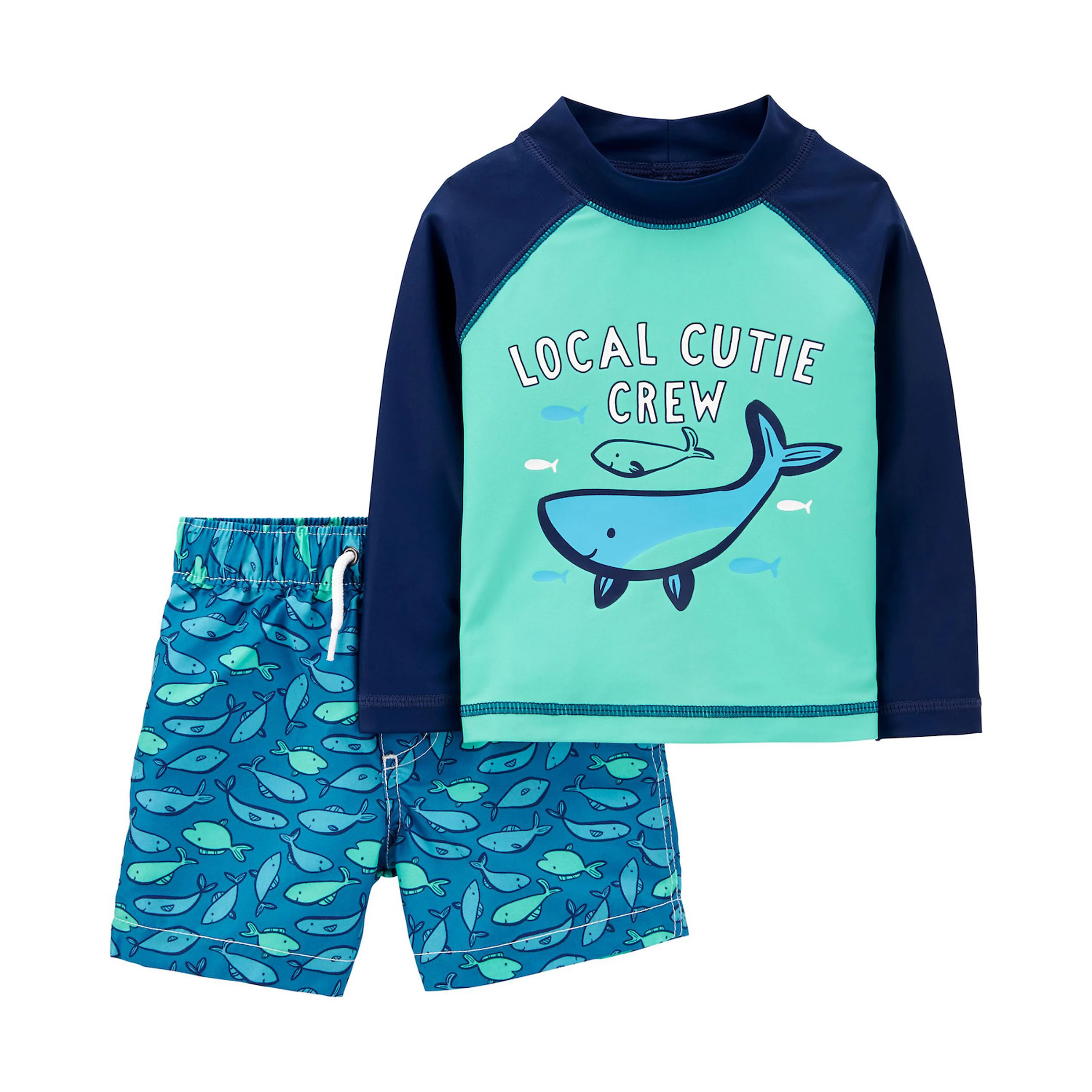 Baby Boy Carter's 2-Piece "Local Cutie Crew" Whale Rash Guard Top & Swim Trunks Set | Kohl's