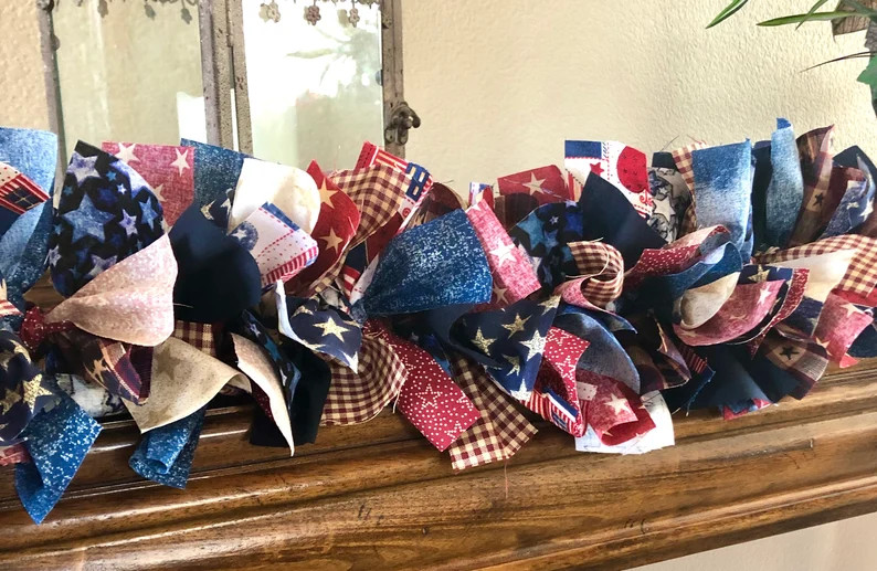 Patriotic Garland,4th of July Decor,memorial Day Decor,fabric Garland,patriotic Decor for Home,am... | Etsy (US)