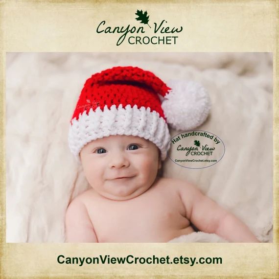 Santa Baby Hat  Crochet Red and White Santa Claus Hat  | Etsy | Etsy (US)