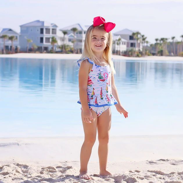Watercolor Sailboat One Piece Swimsuit | Classic Whimsy