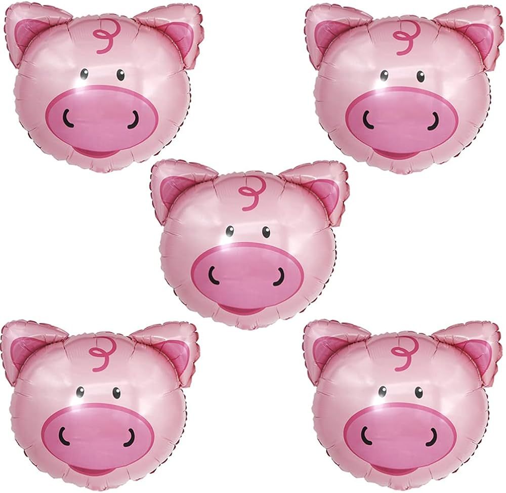 Pig Balloons Pink Pig Shaped Foil Mylar Balloon Farm Animals Balloons for Baby Shower Farm Animal... | Amazon (US)