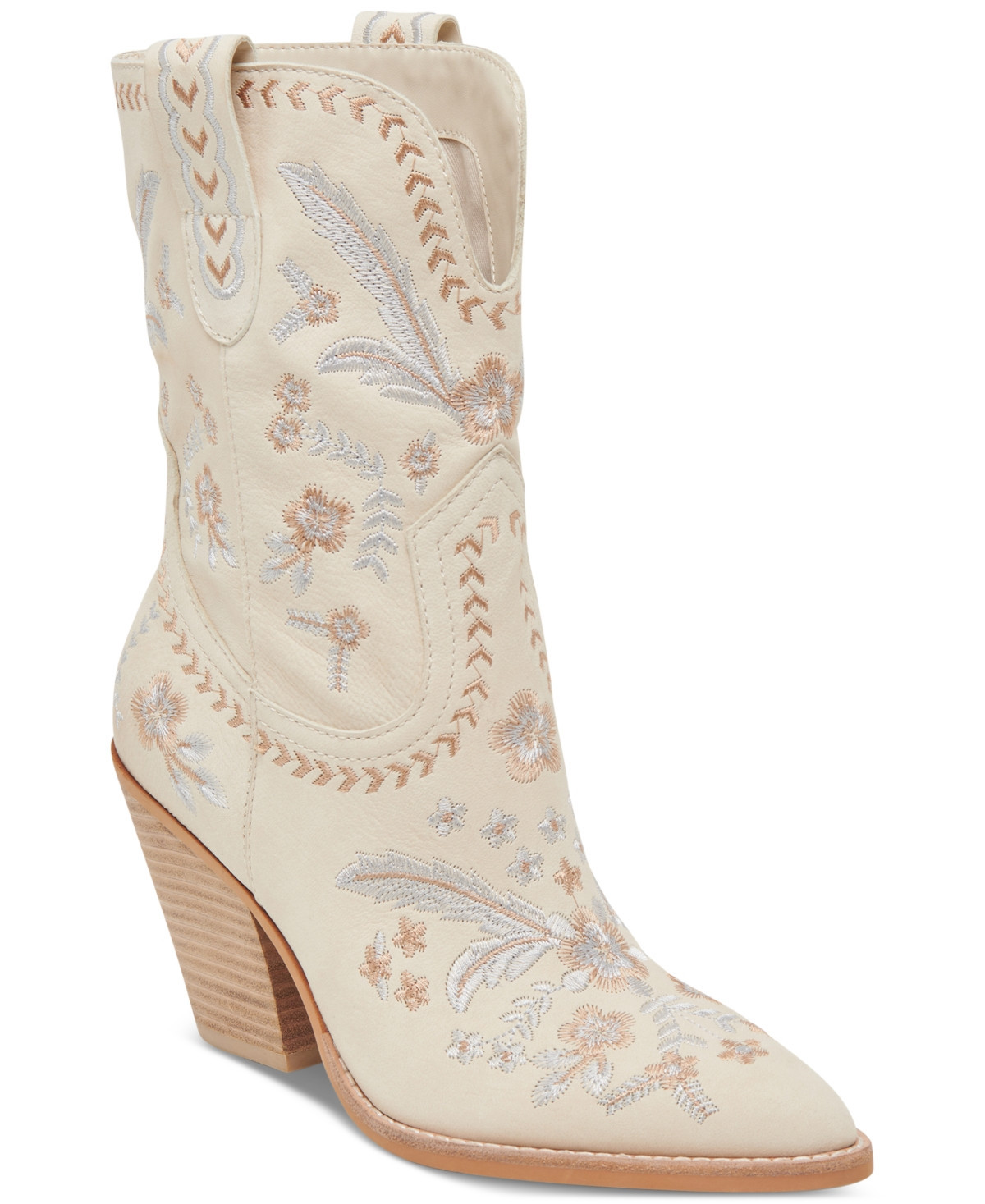Dolce Vita Women's Jessey Floral Embroidered Heeled Western Dress Boots - Cream Floral Multi | Macy's Canada