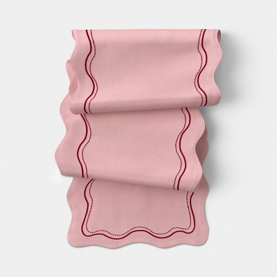 72"x14" Embroidered Scallop Table Runner Pink - Threshold™ | Target