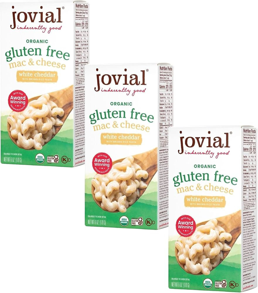 Jovial Organic Gluten Free White Cheddar Mac and Cheese - Whole Grain Pasta, Organic Pasta, White... | Amazon (US)