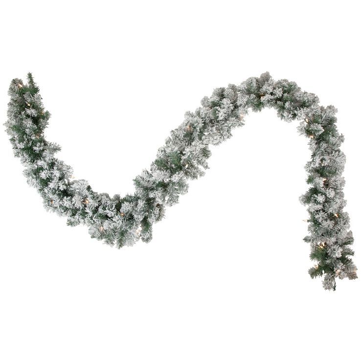Northlight 9' x 10" Pre-lit Flocked Madison Pine Artificial Christmas Garland, Clear Lights | Target