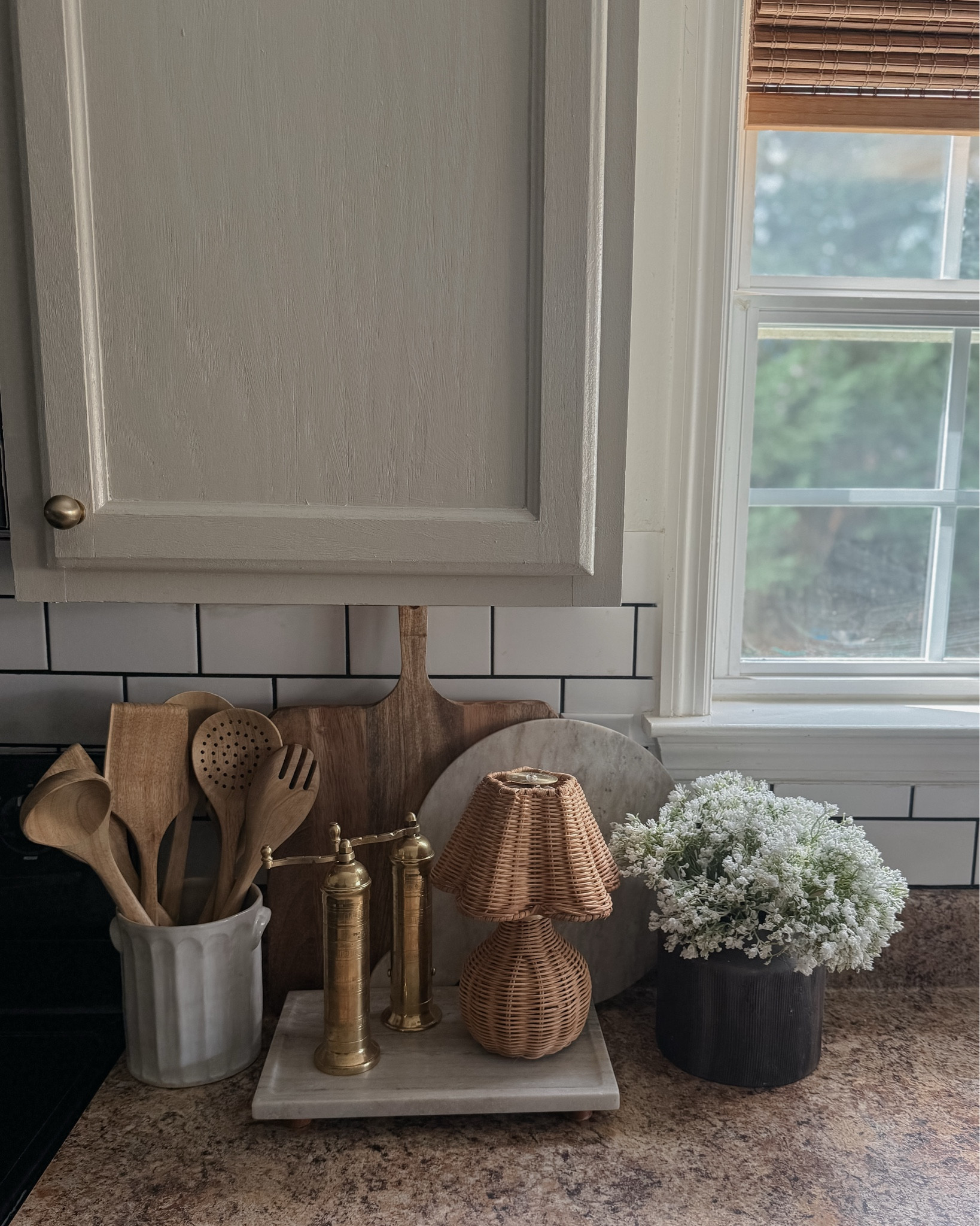 Kitchen counter styling idea with the cutest rechargeable wicker lamp! 

#LTKSeasonal #LTKHome #LTKSaleAlert