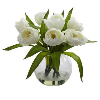 11 in. Artificial Tulips Arrangement with Vase | The Home Depot