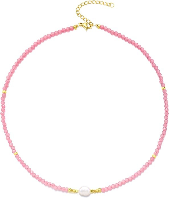 Colorful Beaded Necklaces for Women Crystal Bead Necklace Beach Necklaces Boho Necklaces for Wome... | Amazon (US)