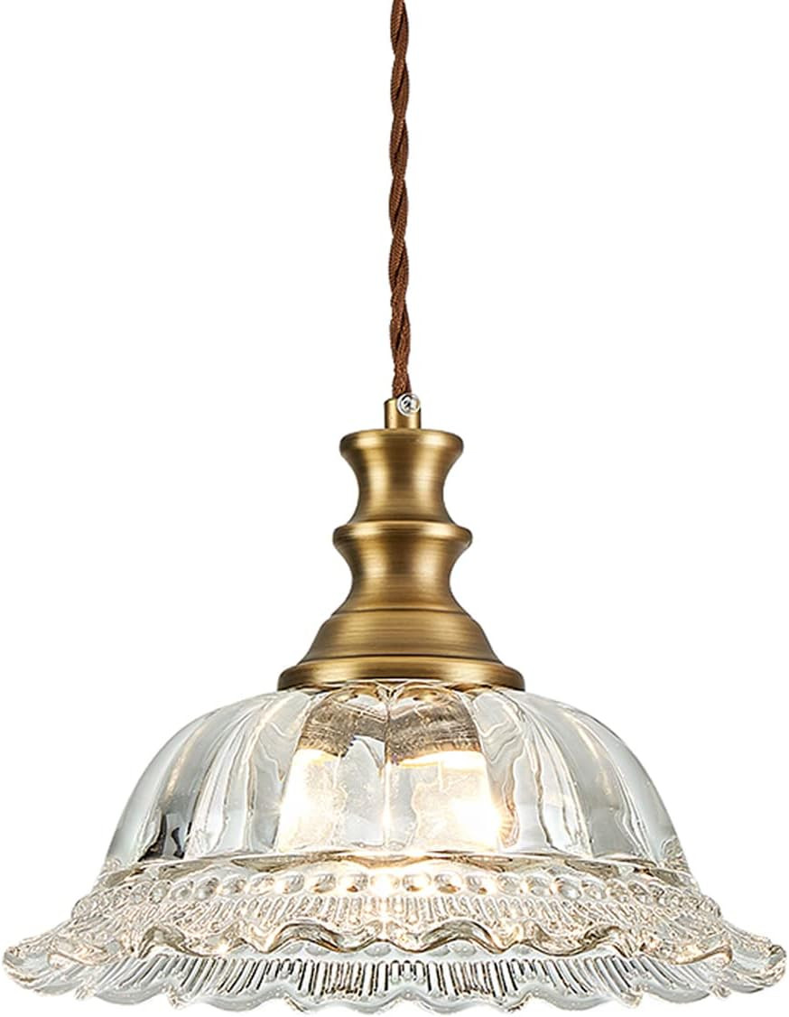 HDDFL Glass Pendant Lights Modern Pendant Lighting Fixtures Hanging Lamp Brushed Finish Hanging Light Fixture for Kitchen Island Bedroom Dining Room Coffee Shop Hallway Hotel Living Room | Amazon (US)