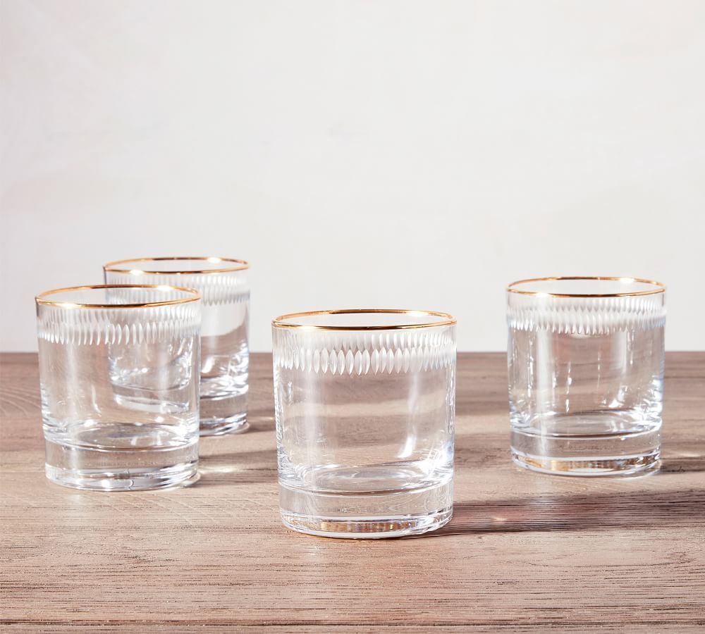 Etched Gold Rim Double Old Fashioned Glasses, Set of 4 | Pottery Barn (US)