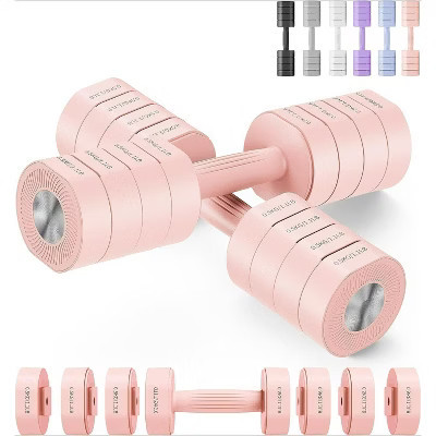 4-in-1 Adjustable Dumbbell Set for Women, 2.2-8.8LB Macaron Colored Weights with Anti-Slip Grip, Home Gym Pink one size | Target