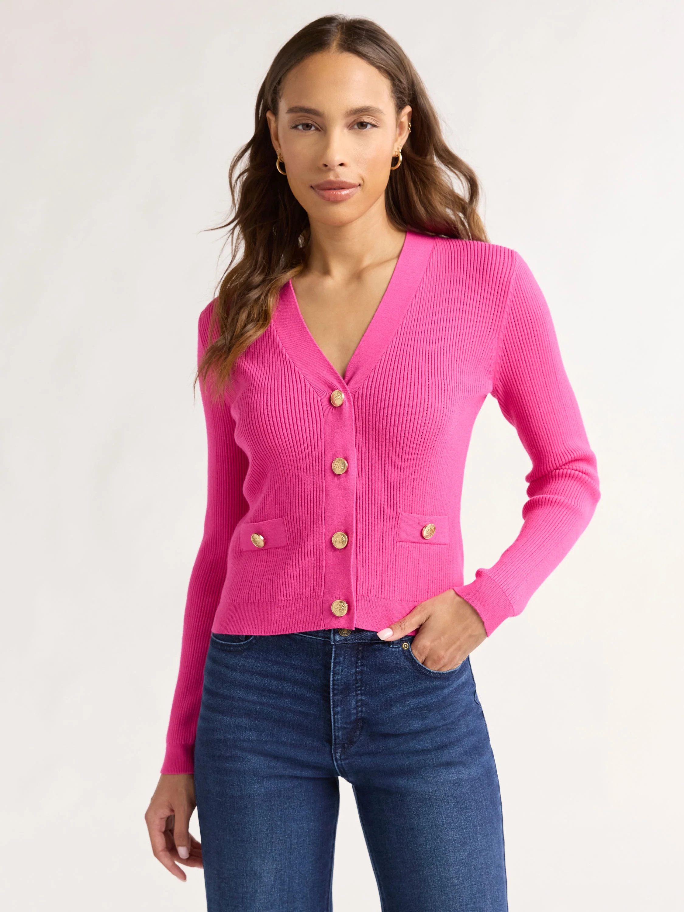 Sofia Jeans Women's and Women's Plus Ribbed Button Cardigan, Lightweight, Size XS-4X | Walmart (US)