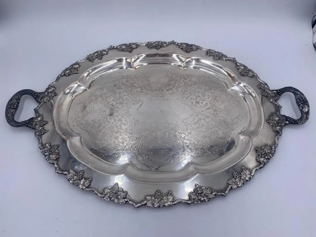 Large Oval Silverplate Tray - Vintage Silver Tray - Vintage Silverplate Tray - Silver Tray - Silv... | Etsy (US)