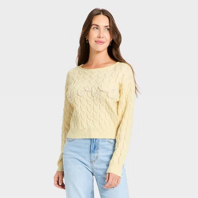 Women's Cozy Wide Crewneck Love Pullover Sweater - Universal Thread™ | Target