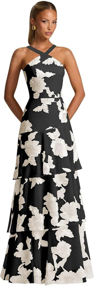 Tiered Chiffon Bridesmaid Dresses for Women Long Formal Evening Prom Gown | Amazon (US)