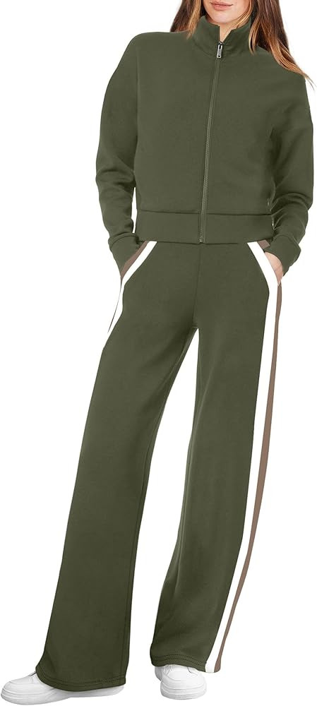 XIEERDUO Lounge Sets for Women 2025 Sweatsuit 2 Piece Outfits Sweatshirt Wide Leg Sweatpant Track... | Amazon (US)