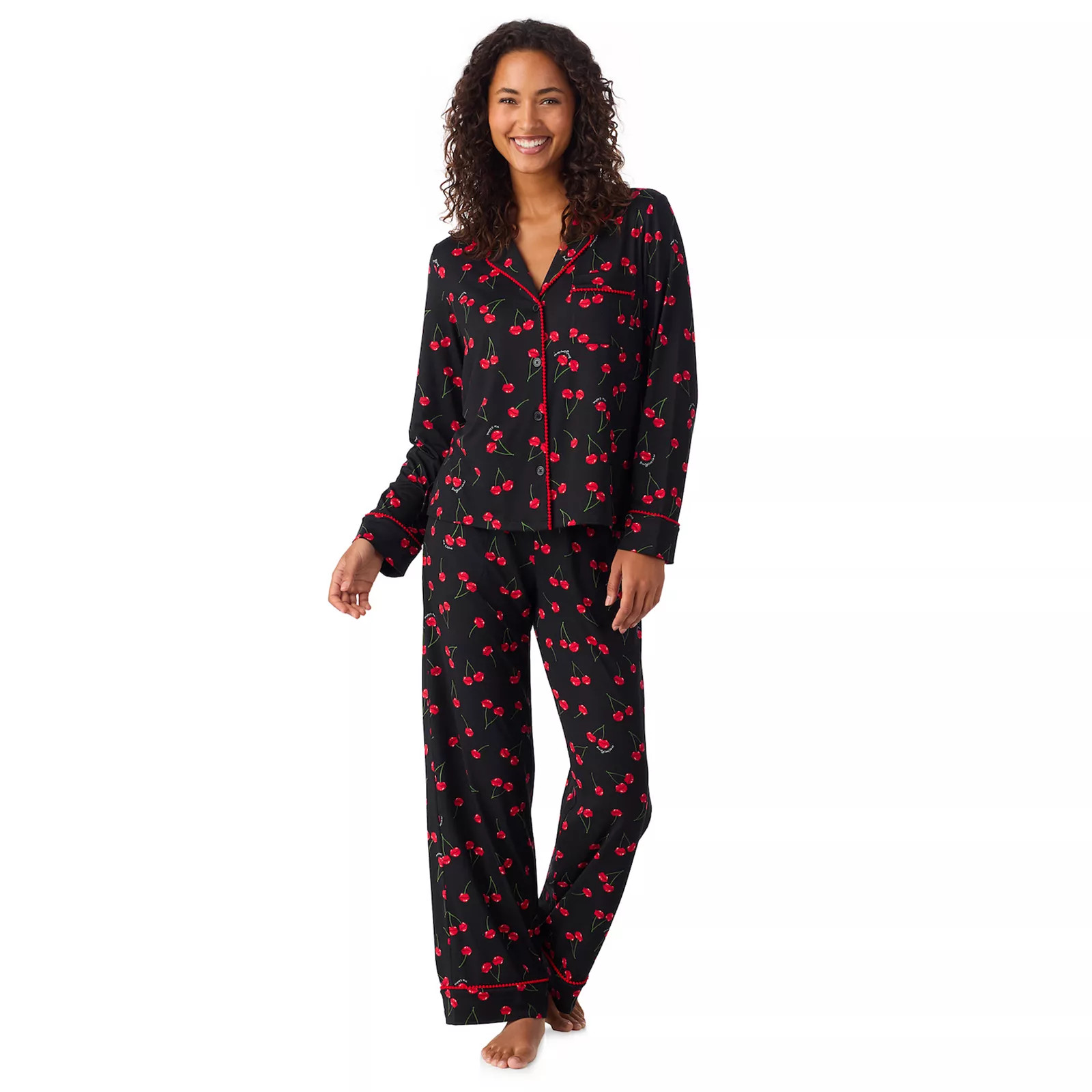 Women's Beauty Sleep Social Valentina Long Sleeve Notch Pajama Top & Pajama Pants Set | Kohl's