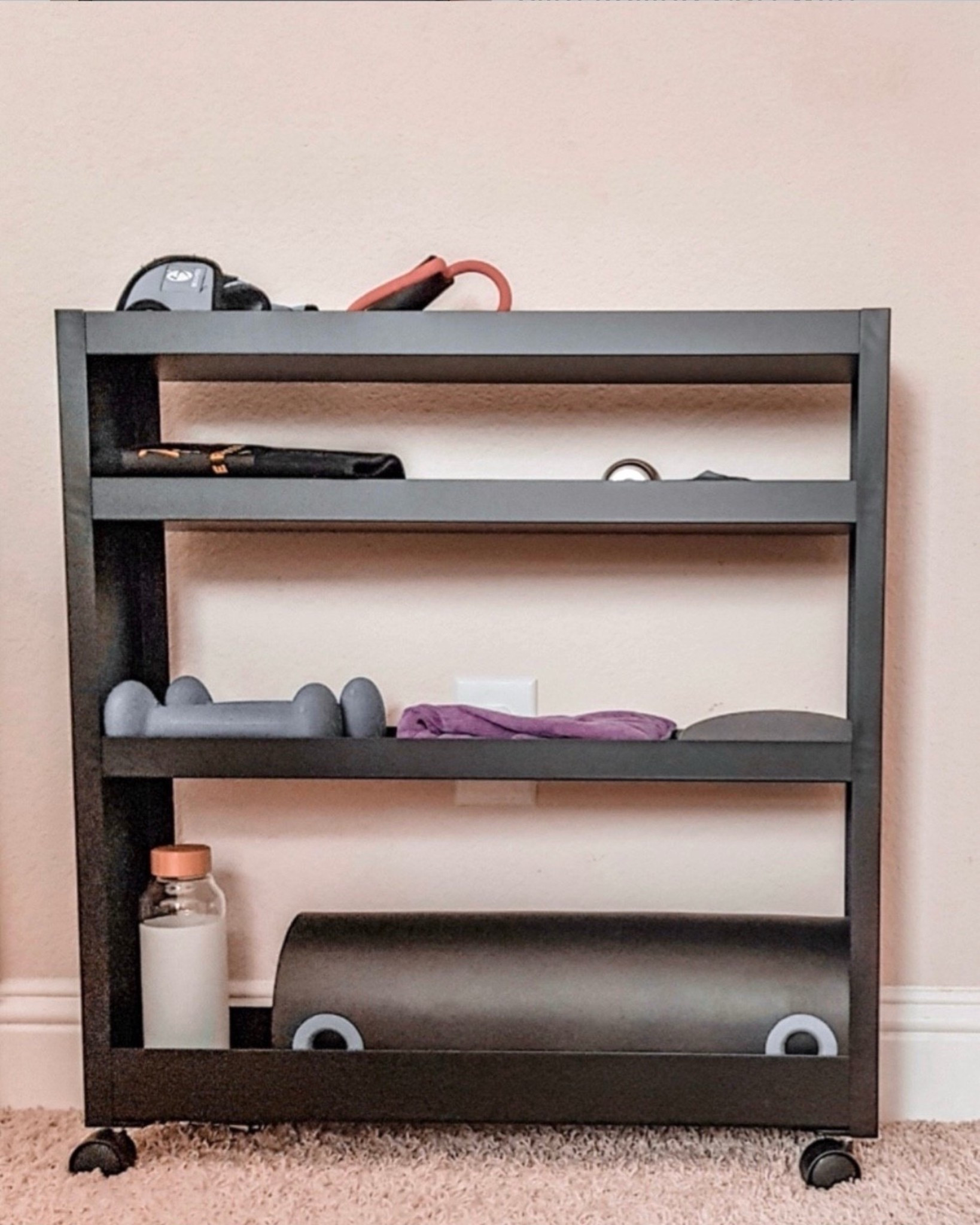 A must for working out at home. My Temple Street Slim Rolling Cart with home workout basics. Perfect for fitness and exercise gear storage, including a yoga mat.

#LTKActive #LTKfitnessgoals #LTKHome