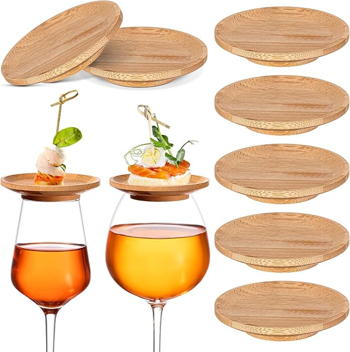 Tessco 8 Pcs 4" Wine Glass Charcuterie Topper Bamboo Round Wine Glass Charcuterie Board Topper Du... | Amazon (US)