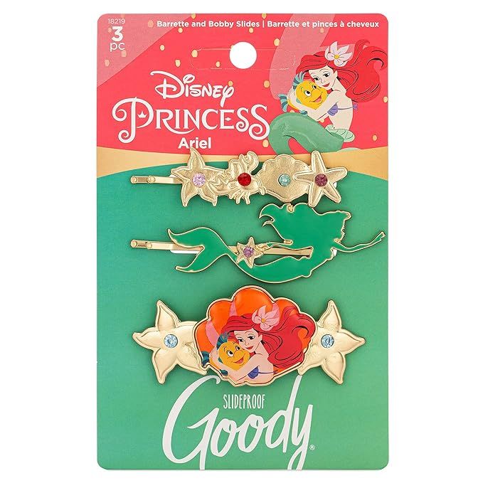 GOODY Bobby Pin and Barrette Set - Disney Princess, Ariel - Slideproof Rhinestone Bobbies - Hair ... | Amazon (US)