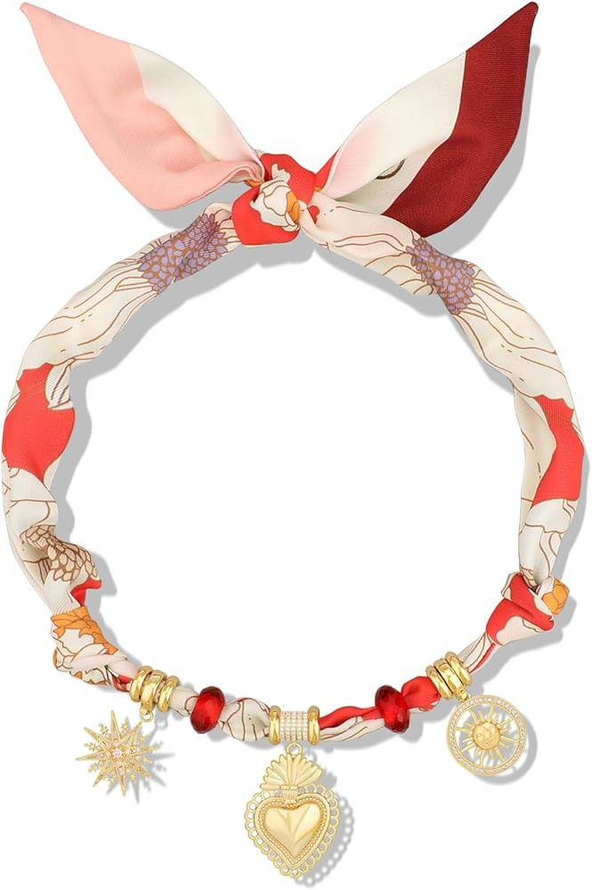 Scarf Necklace with Charm-NE-D | Amazon (US)