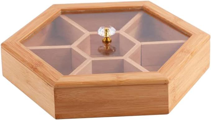1pc Storage Box with Lid Cookie Containers Candy Serving Tray Jewelry Display Plate Wood Serving ... | Amazon (US)