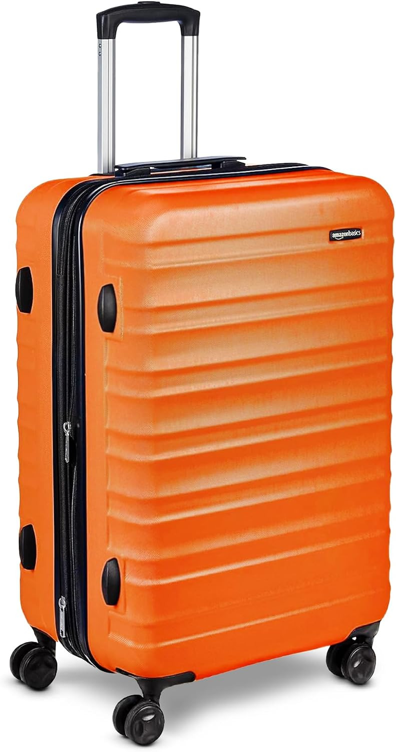 Amazon Basics 26" Hardside Medium Checked Luggage, Expandable Hardshell Suitcase with Wheels, Scratch-Resistant Surface, Four Multi-directional Wheels, Orange | Amazon (US)
