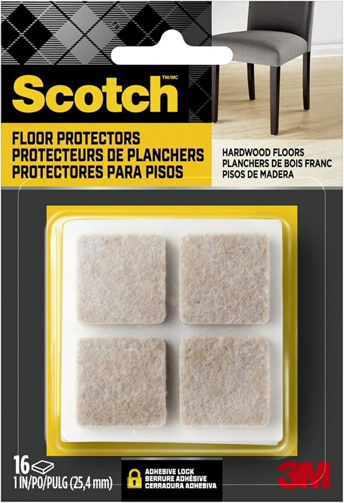 Scotch Felt Pads 16 PCS Beige, Felt Furniture Pads for Protecting Hardwood Floors, 1 x 1 in. Squa... | Amazon (US)