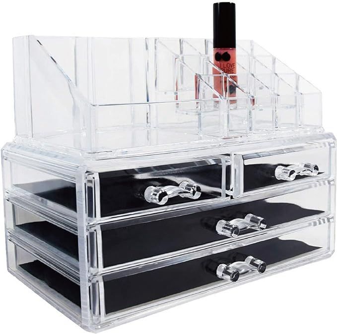 Ikee Design Clear Makeup Organizer Skin Care Cosmetic Display Case with 4 drawers, Makeup Organiz... | Amazon (US)