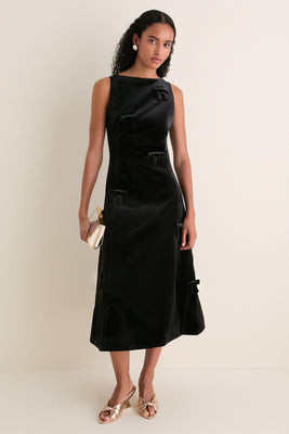 Ebony Velvet Bow Cleo Midi Dress | Tuckernuck (US)